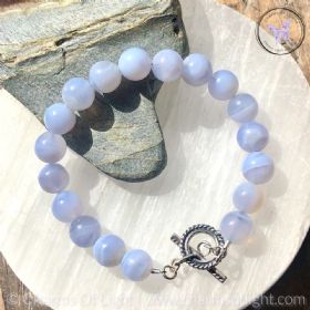 Blue Lace Agate Bracelet With Silver Toggle Clasp